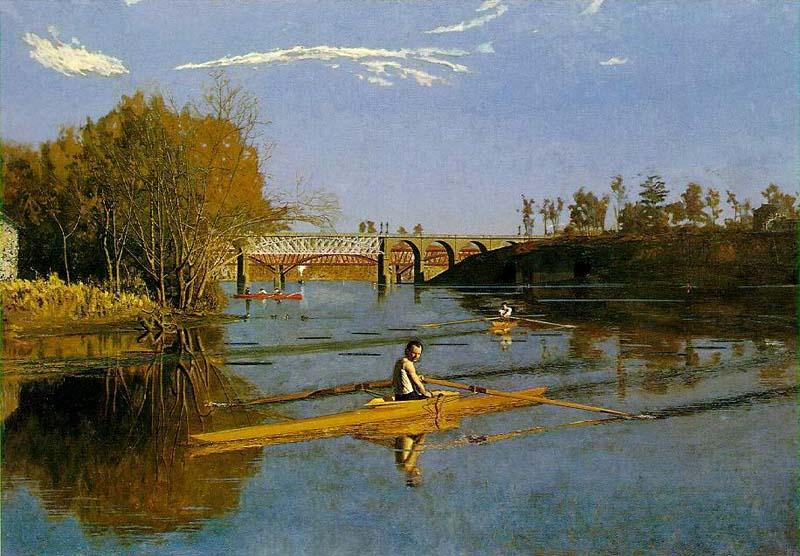 Thomas Eakins Max Schmitt in a single scull oil painting image